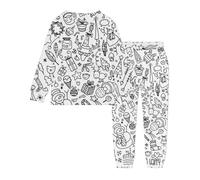 pyjamas de Noël pour enfants Ensemble de vêtements d'intérieur peints à la main pour enfants,ensembles pyjamas à colorier garçons et filles avec lesquels ils peuvent jouer et porter(White,5-6Years)