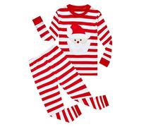 Pyjamas de Noël pour Enfants Pyjama de Noël pour Tout-Petits garçons et Filles,Motif Père,Pantalon rayé,2 pièces,Manches Longues,vêtements Nuit,Ensemble vêtements(Red,2-3Years)