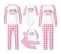 Pyjamas de Noël pour toute la famille - Ensembles de pyjamas de Noël confortables Pyjamas de Noël roses Pyjamas de Noël parents-enfants Motifs de Noël roses Ensembles pour couples Pyjamas