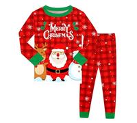 Pyjamas de NoëL Pyjama à Manches Longues pour garçon,imprimé Festif,idéal pour Les Vacances en Famille,Deux pièces Douces et Confortables Enfants(Red,5-6 Ans)