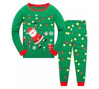 Pyjamas de NoëL Pyjama de Noël pour Tout-Petits garçons et Filles,Motif Père,Pantalon pour Enfants,2 pièces,Pyjama à Manches Longues,vêtements Nuit,Ensemble vêtements(Green,7-8 Ans)