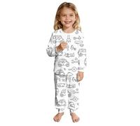 Pyjamas de NoëL Pyjama Douillet à thème pour Filles,Tenue de Nuit Assortie pour Les Vacances en Famille,Tenue Deux pièces avec Haut à Manches Longues et Pantalon(White,5-6 Ans)