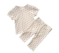Pyjamas d'été Minces Vêtements pour enfants Filles étrangères Deux ensembles Home Wear Climatisation Vêtements Vêtements Nouveau-né Fille, beige, 5-6 ans