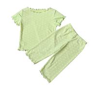 Pyjamas d'été Minces Vêtements pour enfants Filles étrangères Deux ensembles Home Wear Climatisation Vêtements Ensemble de vêtements Filles 80, vert, 6-7 ans