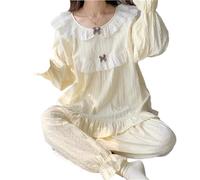 Pyjamas en Peluche pour Femmes Pyjama Femme Automne Printemps à Manches Longues Pyjama Doux Ensemble Grille Dessin animé Maison de vêtements Nuit Cardigan(Black,XL)