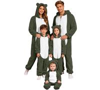 Pyjamas Familial de Noël Combinaison Pyjama en Flanelle à Capuche Vêtements d'Intérieur Automne Hiver Vêtements de Nuit Une Piece Casuel Grande Taille Homme