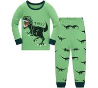Pyjamas Garçon en Coton 100% Manches Longues | Dinosaure Excavateur Requin | Vêtements de Nuit Hiver Automne | Ensemble Pyjama pour Enfants 6-7 Ans