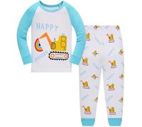 Pyjamas Garçon en Coton 100% Manches Longues | Dinosaure Excavateur Requin | Vêtements de Nuit Hiver Automne | Ensemble Pyjama pour Enfants 1-12 Ans