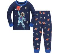 Pyjamas Garçon en Coton 100% Manches Longues | Dinosaure Excavateur Requin | Vêtements de Nuit Hiver Automne | Ensemble Pyjama pour Enfants 5-6 Ans