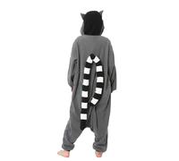Pyjamas Onesies Cosplay Adulte Unisexe Animaux Halloween Costume Robe Loungewear (Lémur catta, S)