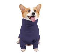 Pyjamas pour Chiens avec Pattes | Tissu Extensible Doux et Respirant | Chemise pour Animaux de Compagnie de soulagement de l’anxiété pour l’été | Vêtements pour Chiens d'intérieur (Deep Blue)