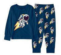 Pyjamas pour Enfant Garçon Manches Longues, Ensembles pour garçons Pyjamas d'hiver Manches Longues Pantalon imprimé Astronaute vêtements détente Enfants Confortables intérieur décontractés