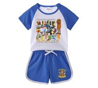 Pyjamas pour Enfants en Cerveau Italien, Animaux (Haut à Manches Courtes et Shorts), vêtements de Loisirs à imprimé Cartoon à la Mode pour garçons et Filles,Bleu,90cm