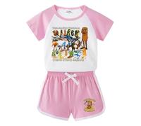 Pyjamas pour Enfants en Cerveau Italien, Animaux (Haut à Manches Courtes et Shorts), vêtements de Loisirs à imprimé Cartoon à la Mode pour garçons et Filles,Rose,90cm