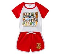 Pyjamas pour Enfants en Cerveau Italien, Animaux (Haut à Manches Courtes et Shorts), vêtements de Loisirs à imprimé Cartoon à la Mode pour garçons et Filles,Rouge,90cm