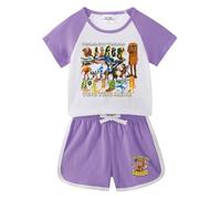 Pyjamas pour Enfants en Cerveau Italien, Animaux (Haut à Manches Courtes et Shorts), vêtements de Loisirs à imprimé Cartoon à la Mode pour garçons et Filles,Violet,90cm