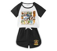 Pyjamas pour Enfants en Cerveau Italien, Animaux (Haut à Manches Courtes et Shorts), vêtements de Loisirs à imprimé Cartoon à la Mode pour garçons et Filles,Noir,90cm
