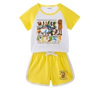 Pyjamas pour Enfants en Cerveau Italien, Animaux (Haut à Manches Courtes et Shorts), vêtements de Loisirs à imprimé Cartoon à la Mode pour garçons et Filles,Jaune,90cm