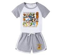 Pyjamas pour Enfants en Cerveau Italien, Animaux (Haut à Manches Courtes et Shorts), vêtements de Loisirs à imprimé Cartoon à la Mode pour garçons et Filles,Gris,90cm