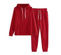 Pyjamas pour femme - Long et chaud - En polaire - Doudou thermique - En polaire - Doublé - Pour l'automne et l'hiver, rouge, XXL