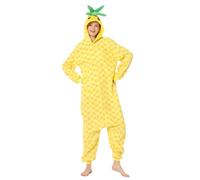 Pyjamas pour Femmes Adultes Unisexe Combinaisons Animales Pyjamas Fantaisie Ananas Vêtements de Nuit Vêtements D'intérieur pour Halloween Combinaison Costume Cosplay Vêtements D'intérieur (TG)