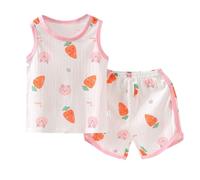 Pyjamas pour Filles Ensemble Deux pièces T-Shirt Manches Courtes et Shorts Coton Mignonne Dinosaure Bébé Ensembles de imprimés Mignons Crop Top Short Pyjama Ado Fille