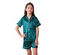 Pyjamas pour Filles Ensemble - Pyjama Ado Fille Japonais Robe Tee Shirt Manche et Short 2 Pièces Pyjashort Été Set Coton Biologique Doux Cadeau Fille Ado