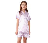 Pyjamas pour Filles Ensemble - Pyjama Ado Fille Japonais Robe Tee Shirt Manche et Short 2 Pièces Pyjashort Été Set Coton Biologique Doux Cadeau Fille Ado