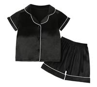 Pyjamas pour Filles Ensemble T-Shirt et Short Manche Courte Top Manches Courtes Enfant Imprimé Pyjama Court en Coton Fille 2 Pièces Pyjashort té Set Enfants Jeunes