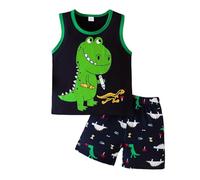 Pyjamas pour Filles Ensemble T-Shirt et Short Manches Courtes Shorts Coton Mignonne Dinosaure Bébé imprimé Mignon Fille Ensembles de Pyjama Enfants Tout-Petit