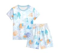 Pyjamas pour Filles Ensemble T Shirt Tops et Pjs Shorts Col Rond+Shorts Imprimé T-Shirt Short Ensembles de imprimés Mignons 2 Pièces Pyjashort Set Enfants 2-10 Ans
