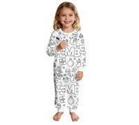Pyjamas pour Filles Ensembles de Pyjamas pour Filles | Coffret Nuit d'hiver pour Enfants Pantalon à Manches Longues pour Filles, Vêtements d'Activités Manuelles pour Enfants (White, 6-7 Years)