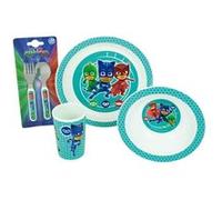 PYJAMASQUES - Lot ensemble vaisselle repas pour enfant avec verre, bol, couverts et assiette multicolore G