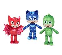 Pyjamasques Set Complet 3 Peluche 35cm PJ Masks - Plush - Yoyo Bibou Gluglu - 100% Original et Officiel Catboy Owlette Gekko