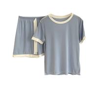 Pyjashort Femme Été 2 Pièces Ensemble Pjs Summer Lingerie Nightwear Womens Classique Ensembles Pajama Chemise Manches Courtes Bermuda Tenue Rouge Sets Pas Cher Pyjama Femme Ete Grande Taille