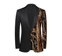 PYJTRL Blazer à paillettes en velours coloré violet tendance pour homme, noir, XX-Large