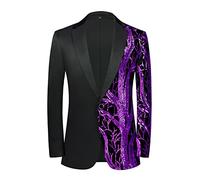 PYJTRL Blazer à paillettes en velours coloré violet tendance pour homme, Violet 02, M