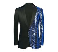 PYJTRL Blazer à paillettes pour homme Vert/bleu/doré, bleu marine, XL