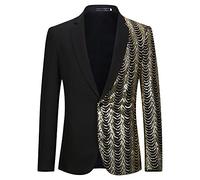 PYJTRL Blazer à paillettes pour homme Vert/bleu/doré, noir, Tailee XS
