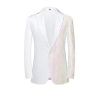PYJTRL Blazer à paillettes pour homme Vert/bleu/doré, Rose, 3XL