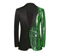 PYJTRL Blazer à paillettes pour homme Vert/bleu/doré, vert, XXL