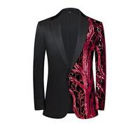 PYJTRL Blazer en Velours à Paillettes pour Homme Violet,Red,XL