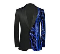 PYJTRL Blazer en Velours à Paillettes pour Homme Violet,Royal Blue,XXL