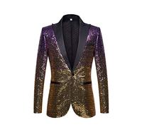 PYJTRL Veste de Costume à Paillettes pour Homme (XS, Purple Gold)