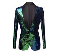 PYJTRL Veste de Costume élégante à Paillettes pour Homme - Deux Couleurs (M, Verde)