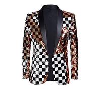 PYJTRL Veste de Costume élégante à Paillettes pour Homme - Deux Couleurs (XXL, Colore)