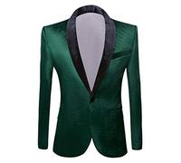 PYJTRL Veste de Costume en Velours pour Homme Coupe ajustée (XS, Vert)