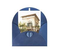 Pyjwyfmy Bâtiment antique avec branche d'olivier romaine et imprimé grec, cartes de vœux vierges et enveloppes, cartes de vacances nacrées, cartes de 10,2 x 15,2 cm