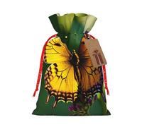 Pyjwyfmy Beau sac cadeau de Noël imprimé papillon lumineux, sac d'emballage de Père Noël, sacs cadeaux de Noël en toile avec cordons de serrage, sac cadeau