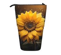 Pyjwyfmy Belle trousse à crayons avec imprimé tournesol sur pied, pochette télescopique, porte-crayons portable pour études ou fournitures de bureau